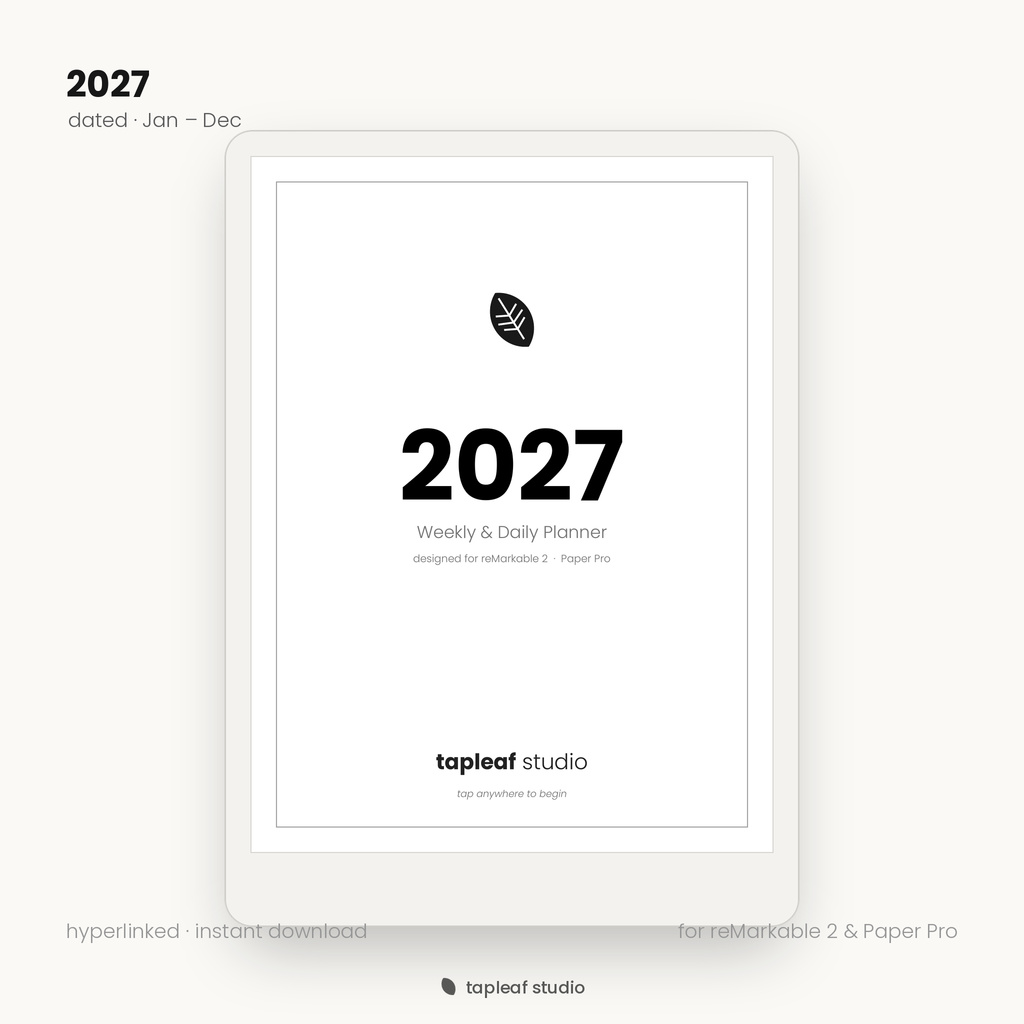 2027 Tapleaf planner on a reMarkable e-ink tablet