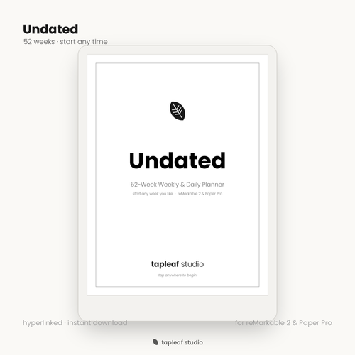Undated Tapleaf planner on a reMarkable e-ink tablet